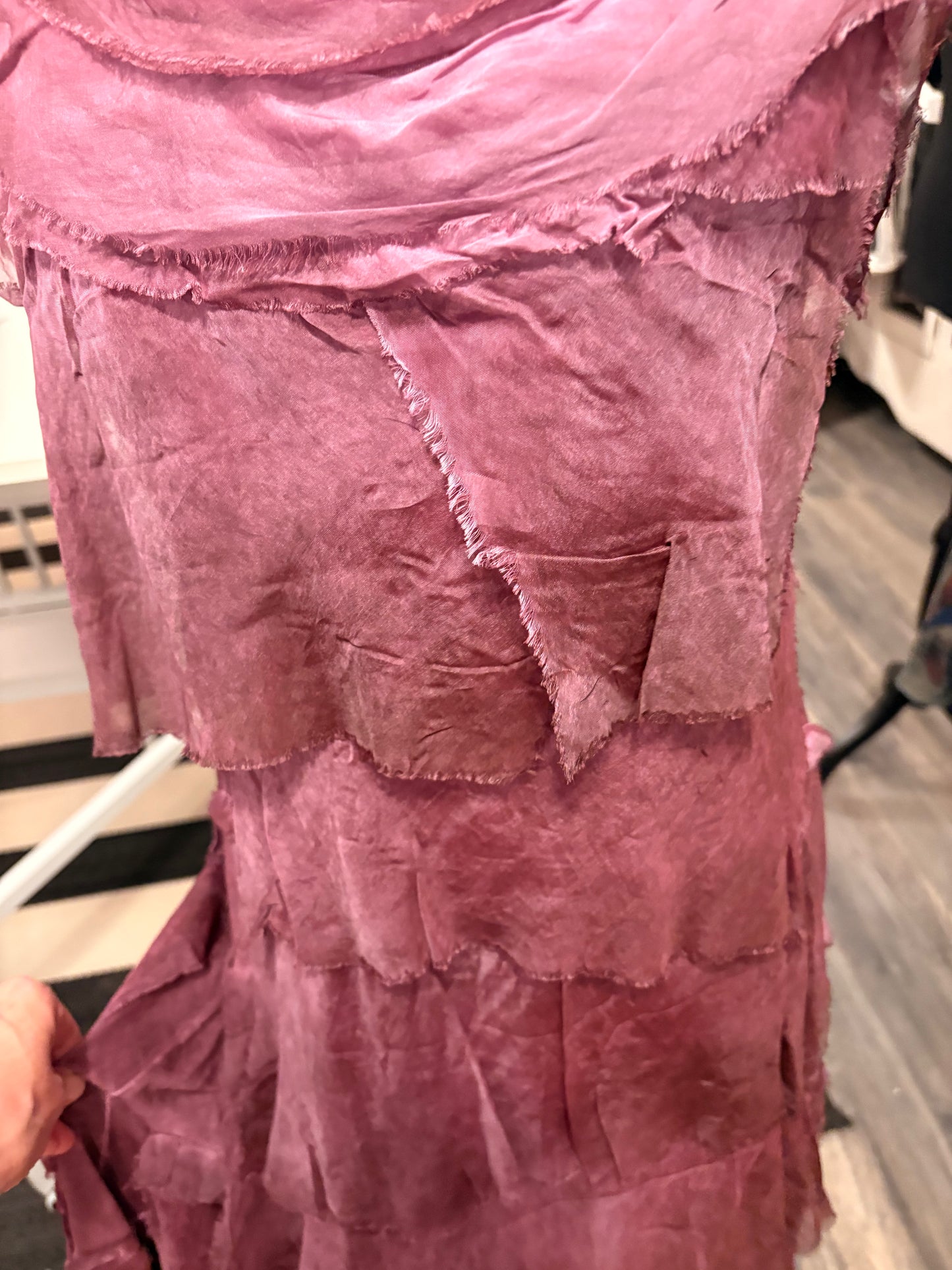 Maddy Silk Ruffle Knit Maxi Dress One Size Fits Small to XL 2-14