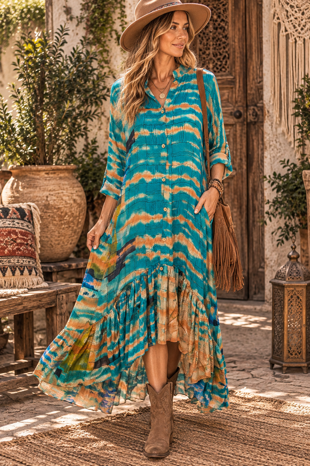 Tammy Hi/Lo Silk Ruffled Duster One Size Fits Small to 2X 2-16