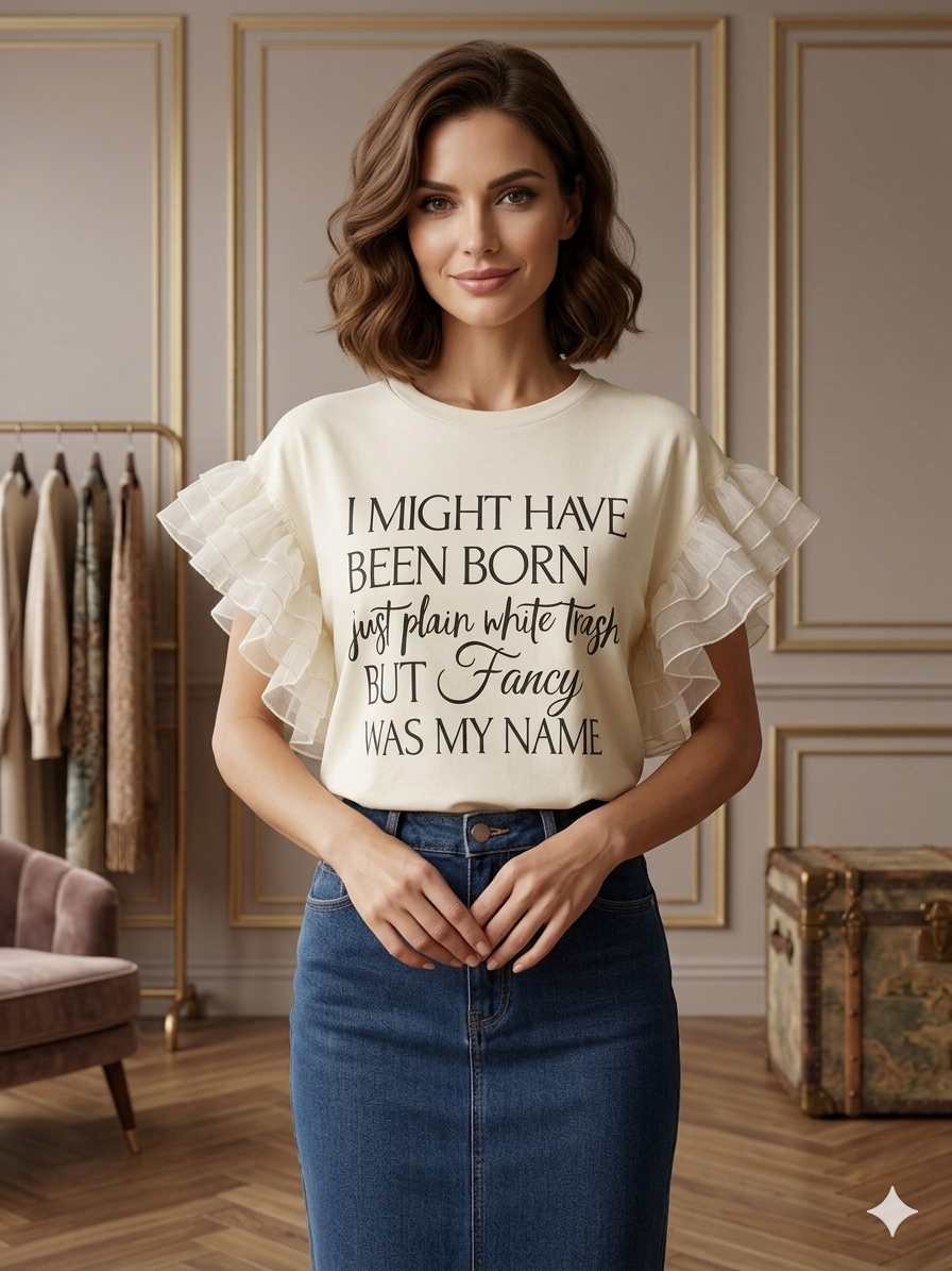 Fancy Ruffle Tee : Large/XL
