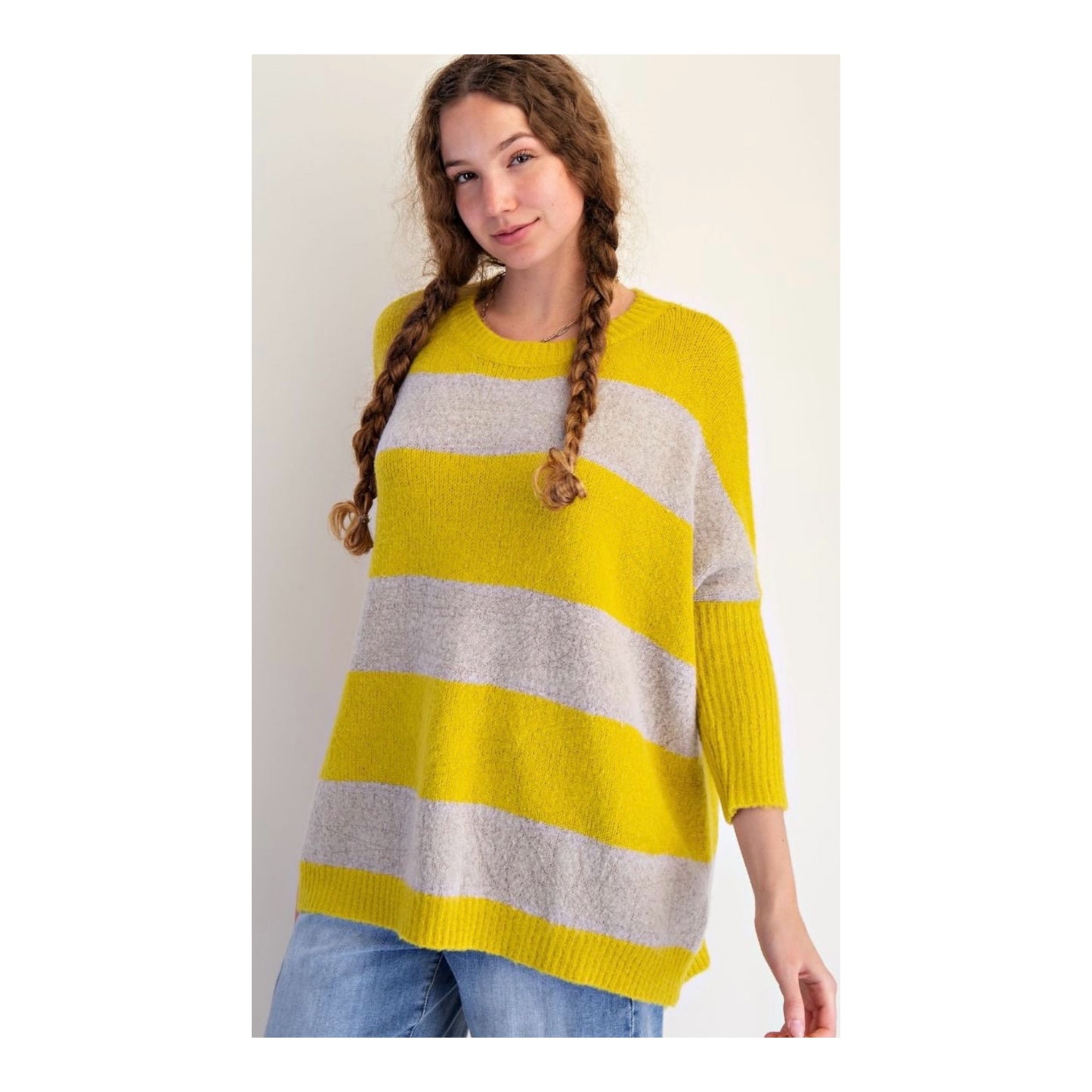 Striped Knit Sweater Pullover