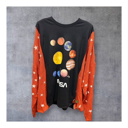 Reach for the Stars Star Sweater Tee One Size Fits a Large to 3X Oversized (rust)