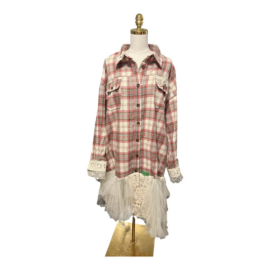 Pretty in Pink Plaid Upcycled Patchwork Dress One Size Fits a  Small to XXL