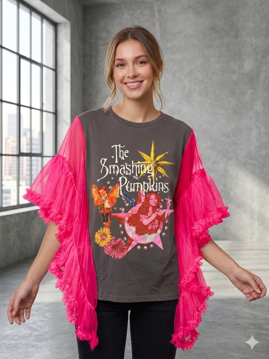 Smashing Pumpkins Upcycled Rockstar Poncho One Size Fits a Small to XL