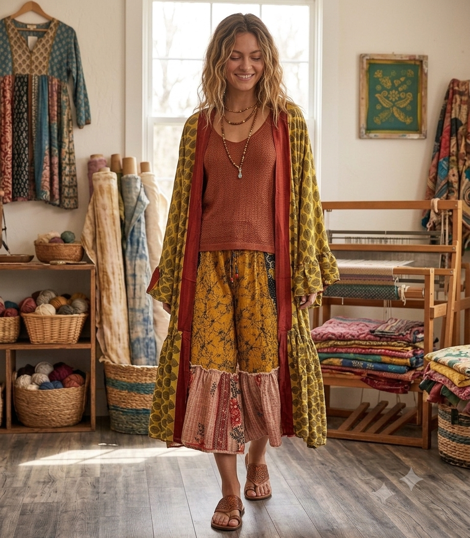 Dream Weaver Silk Ruffle Sleeve Kimono 1000-03