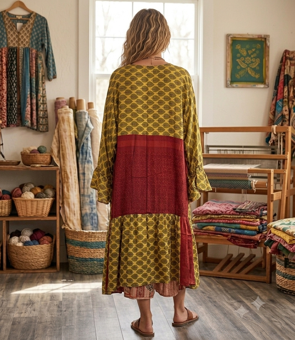 Dream Weaver Silk Ruffle Sleeve Kimono 1000-03
