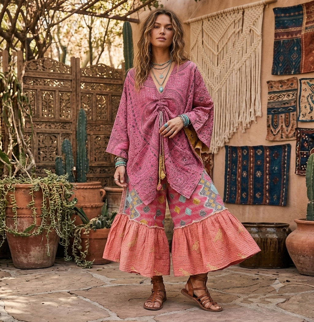 Moonflower Oasis Kantha Top (S-3X) 1000-04