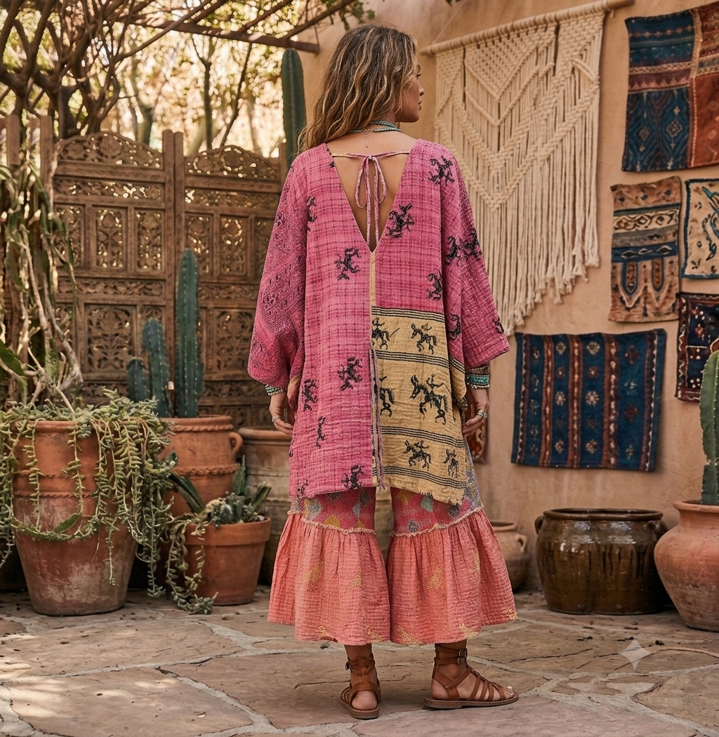 Moonflower Oasis Kantha Top (S-3X) 1000-04