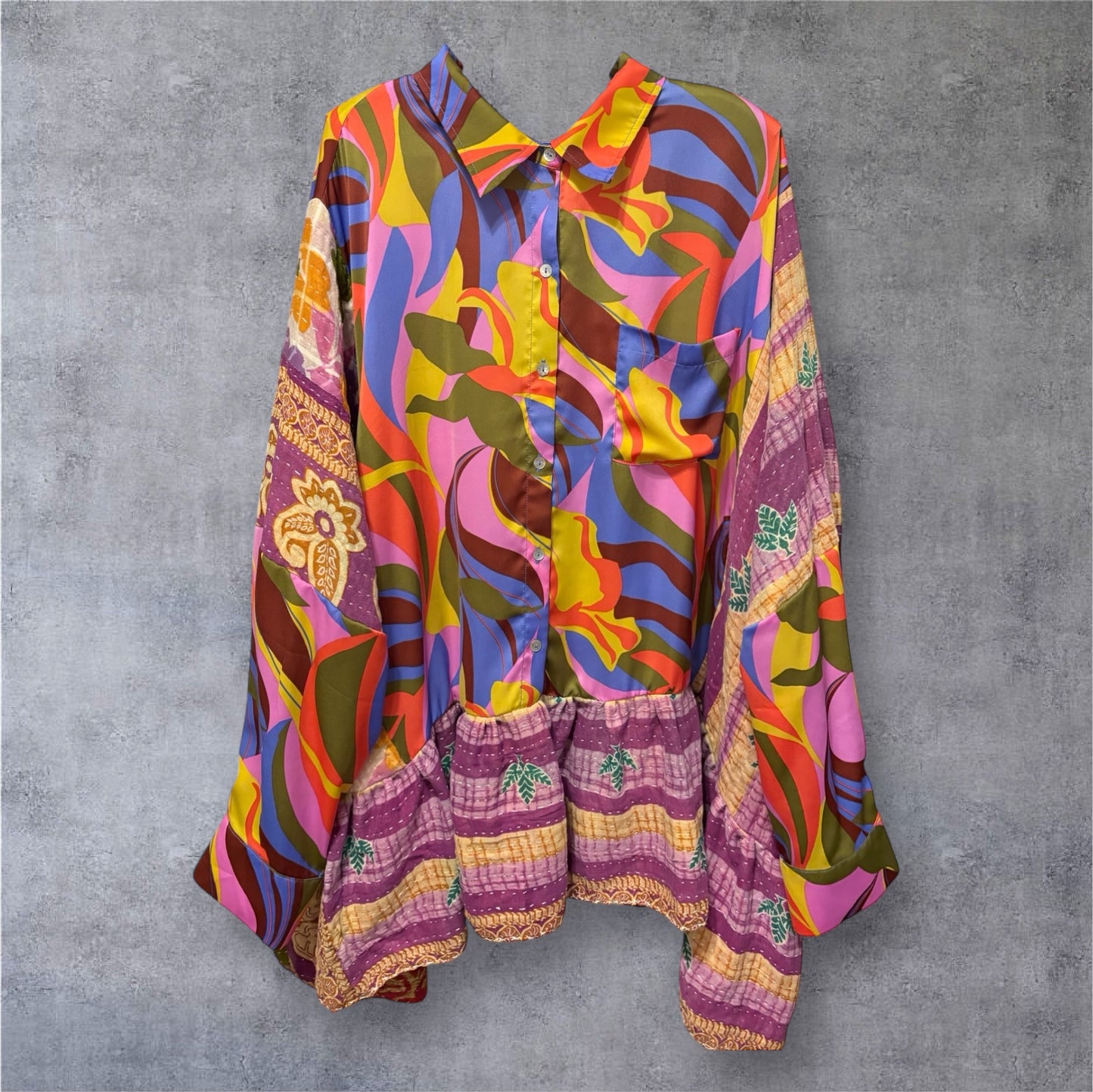 Groovy Upcycled Long Top One Size Fits a Large to 4X