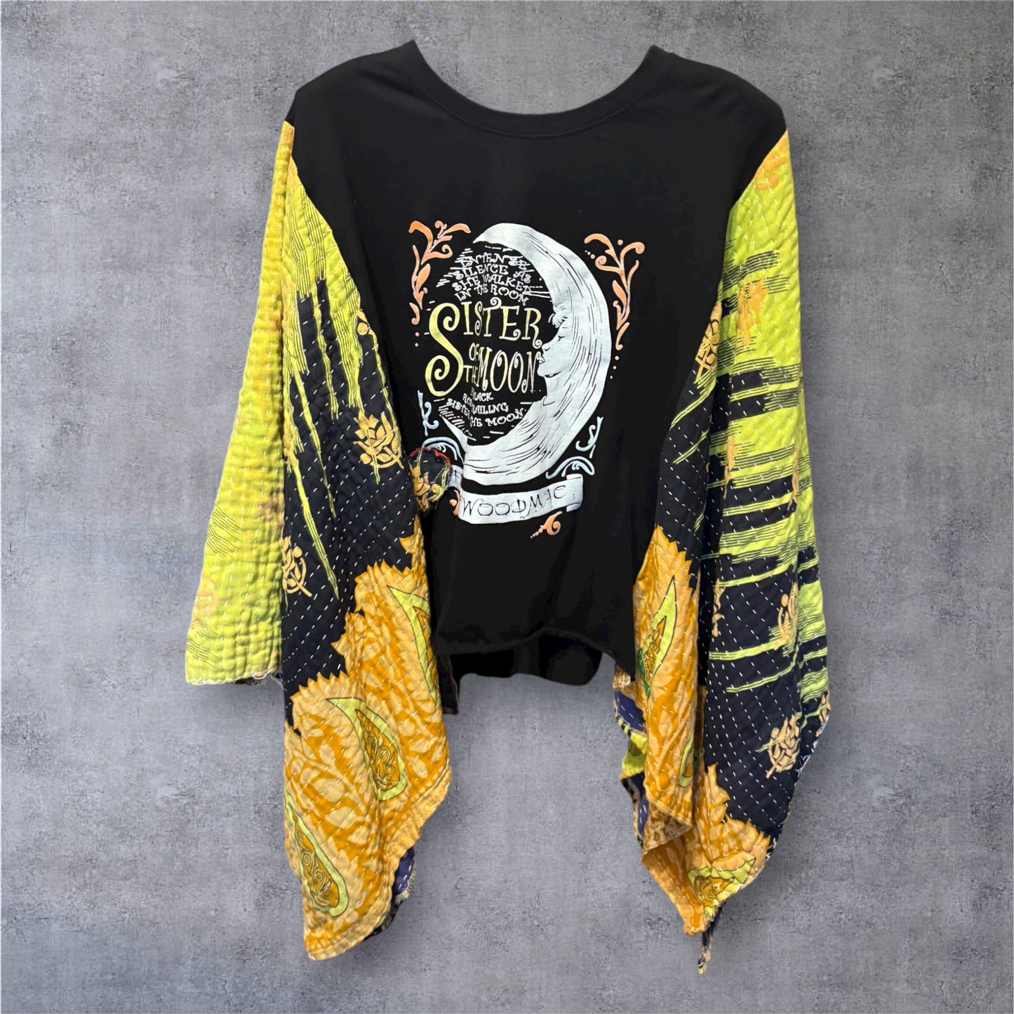 Sisters of the Moon Upcycled Vintage Kantha Poncho Tee One Size Fits a Small to XXL