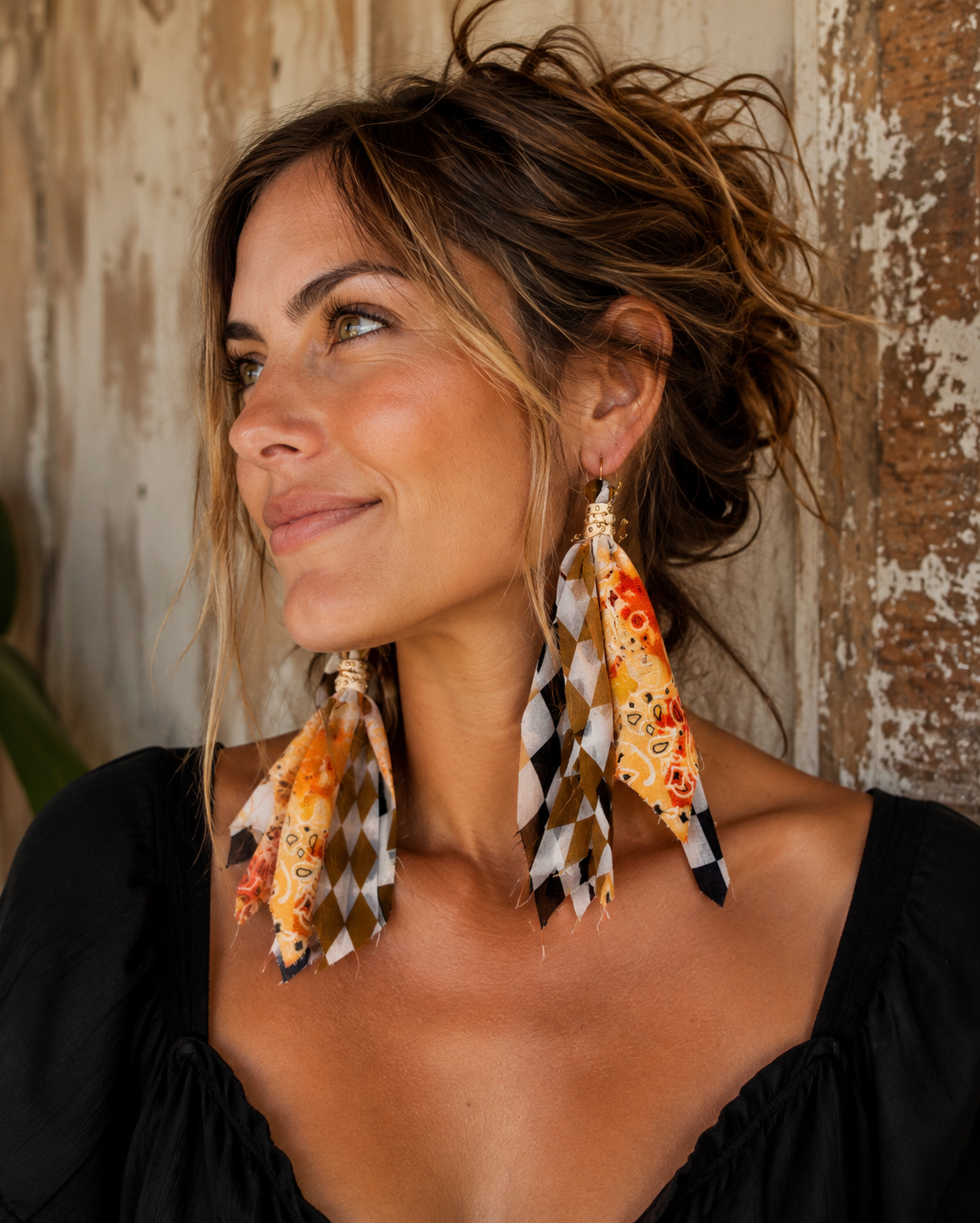 Emma Bandana Tassel Earrings