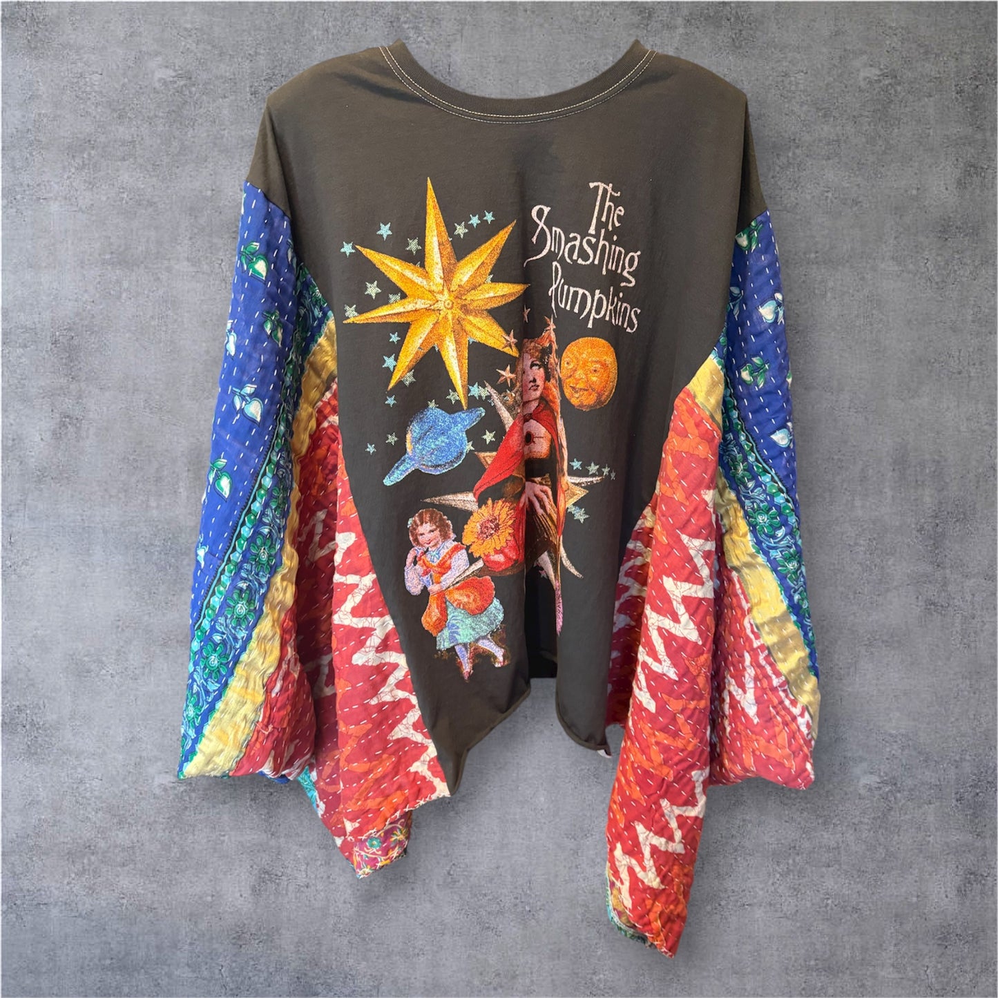 My FAVORITE Album Cover Upcycled Vintage Kantha Quilt Poncho Tee One Size Fits a Large to 3X