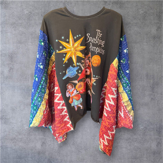 My FAVORITE Album Cover Upcycled Vintage Kantha Quilt Poncho Tee One Size Fits a Large to 3X