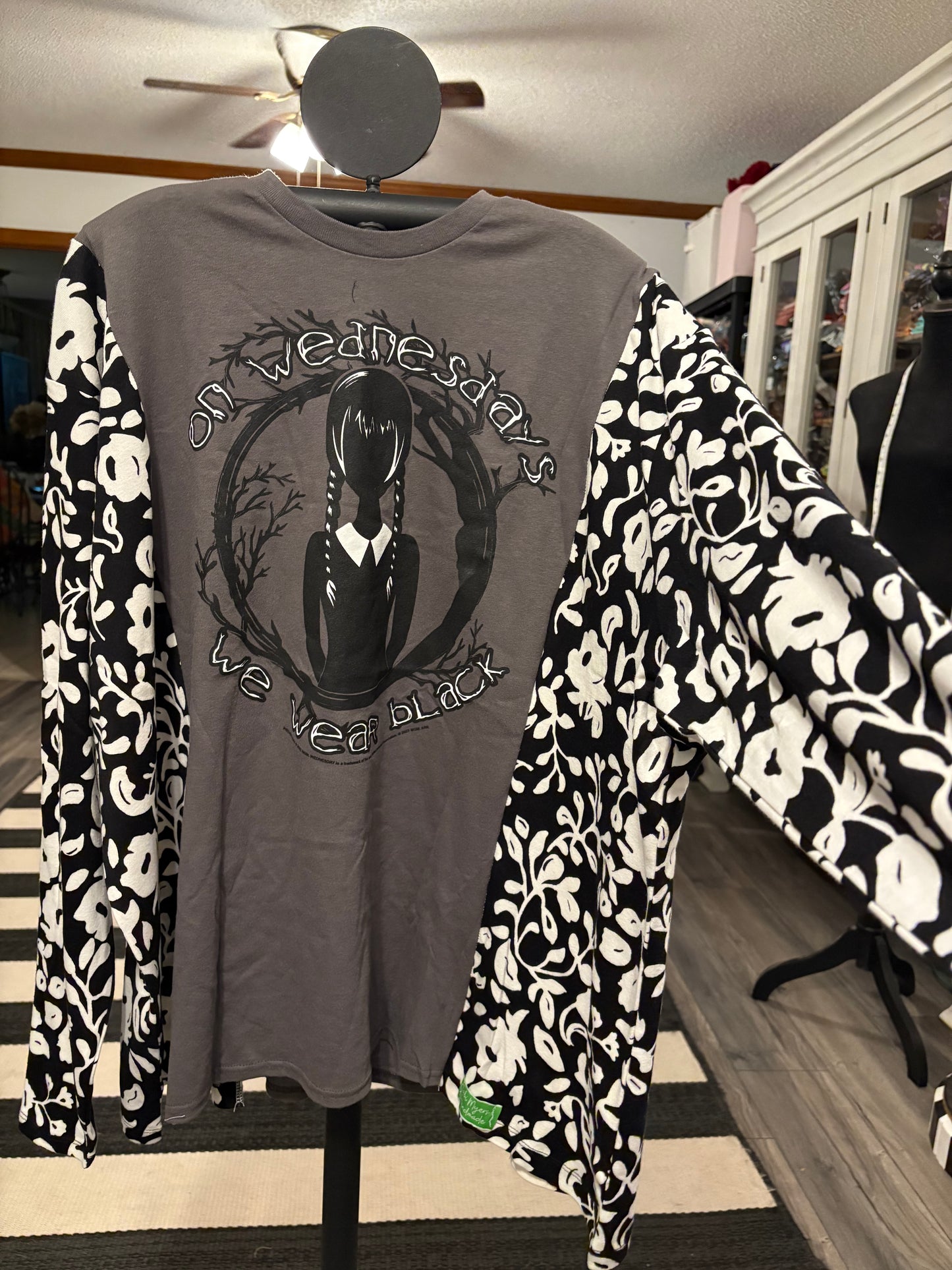 Wednesday Upcycled Tee Fits a Small to XXL OVERSIZED