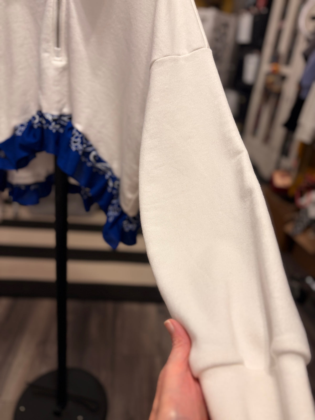 Blue Stars Hi/Lo Glam Bandana Sweatshirt One Size Fits a Small to XL