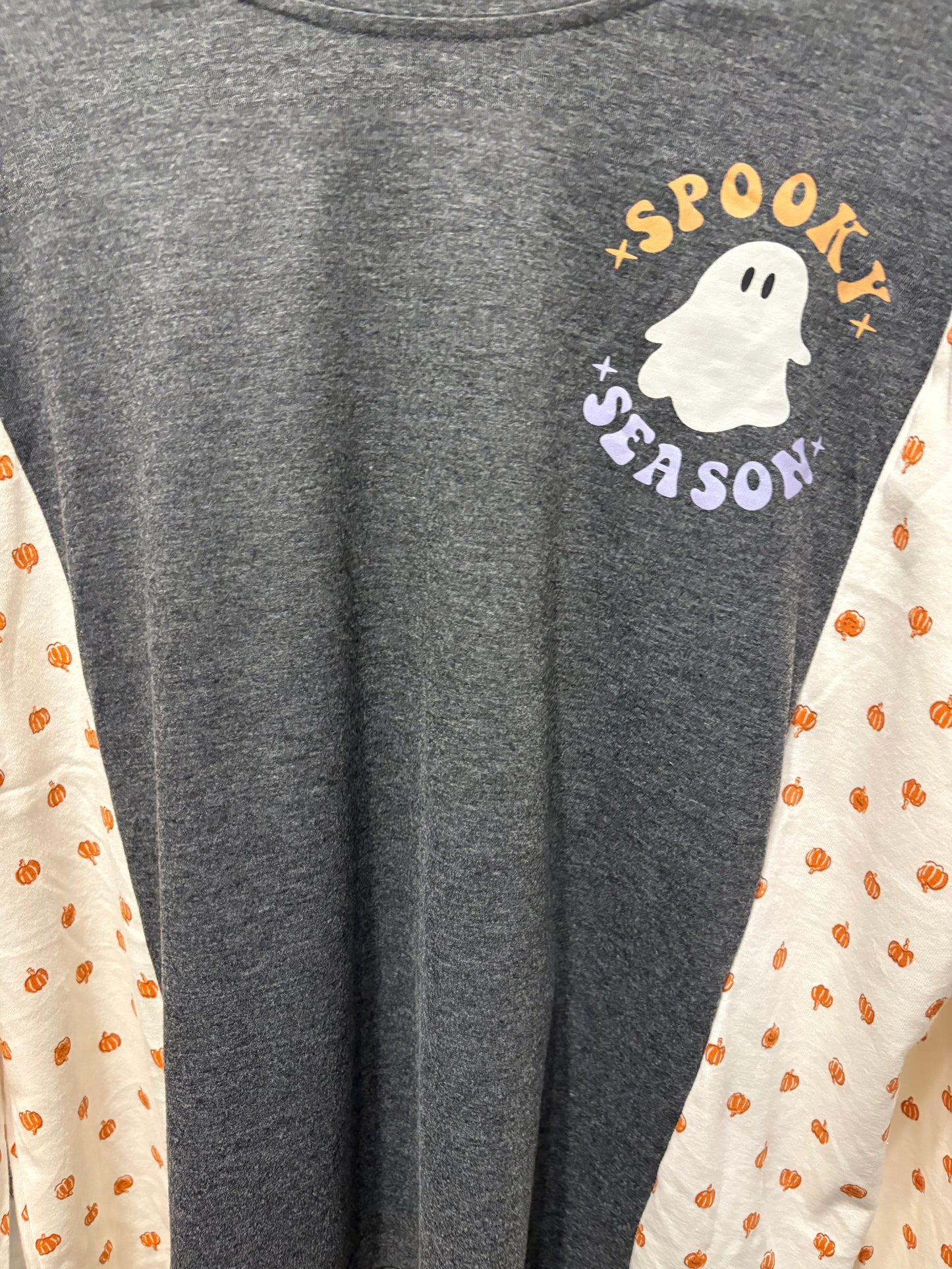 Spooky Season Upcycled Long-Sleeve Knit Tee Smal to XXL