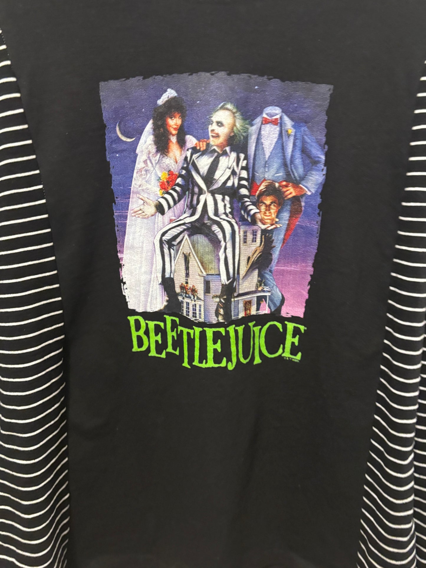 Beetlejuice Upcycled Long-Sleeve Knit Tee XS to Large