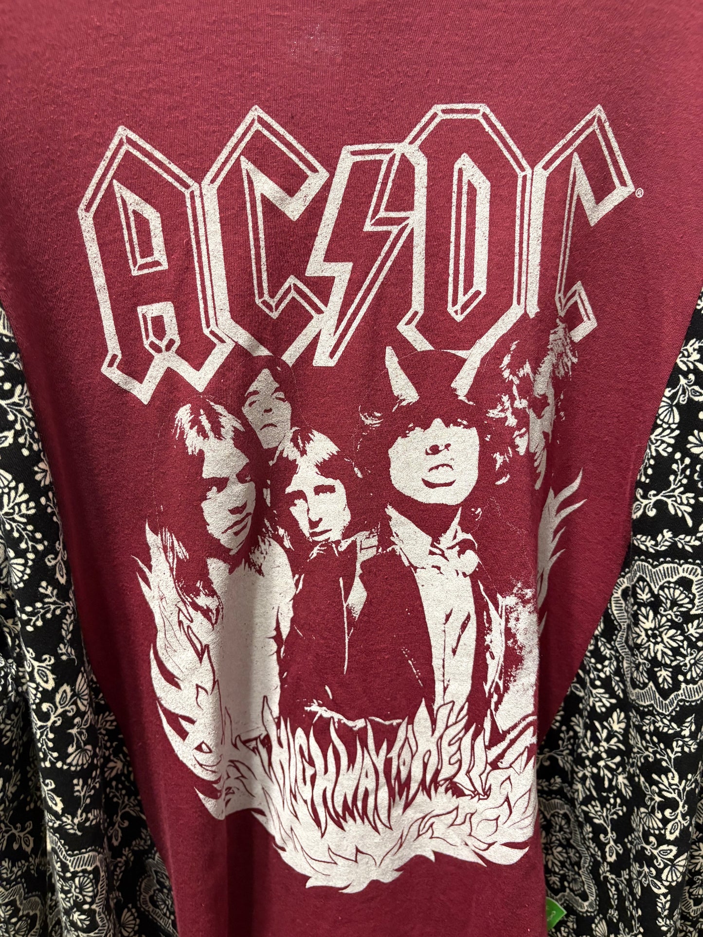 AC/DC Upcycled Drop-Sleeve Tee One Size Fits a Small to XXL