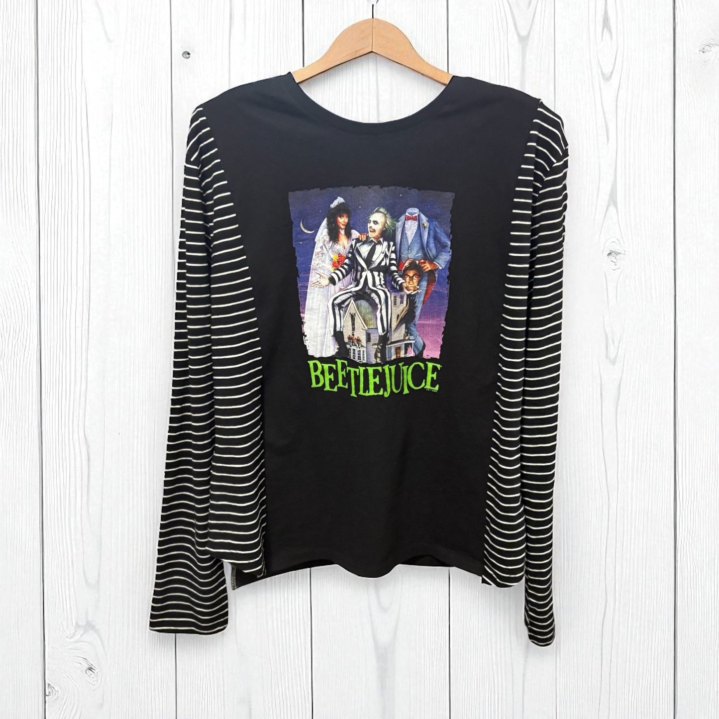Beetlejuice Upcycled Long-Sleeve Knit Tee XS to Large