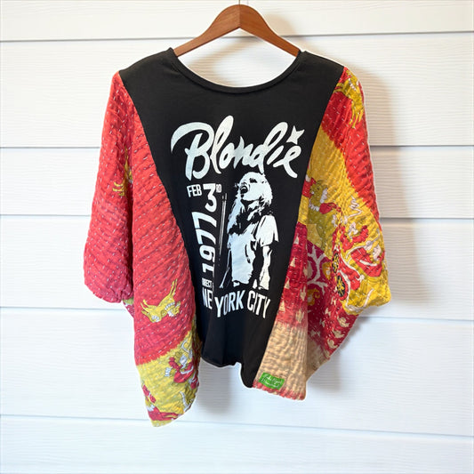 Blondie Upcycled Vintage Kantha Poncho Tee Fits A Size Small to  XL