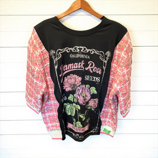 Damask Rose Upcycled Tee One Size Fits a Small to XL