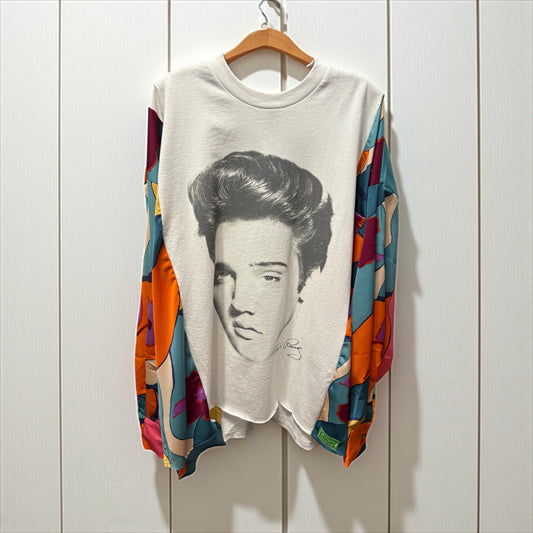 Elvis Presley Upcycled Drop-Sleeve Tee One Size Fits a Small to XXL