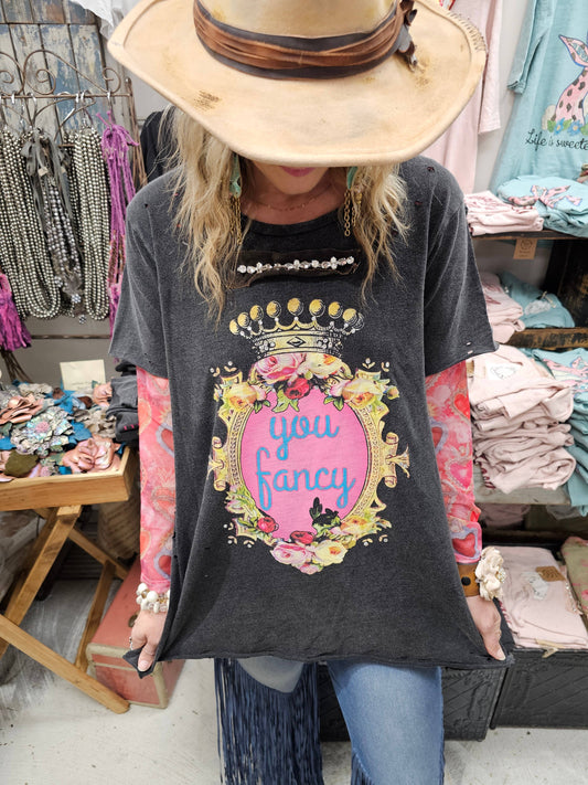 YOU FANCY tattered Tee: Lxl