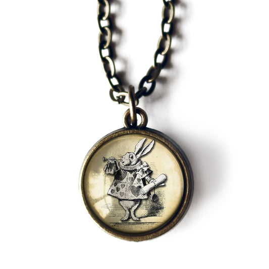 Alice in Wonderland White Rabbit Simple Pendant Necklace