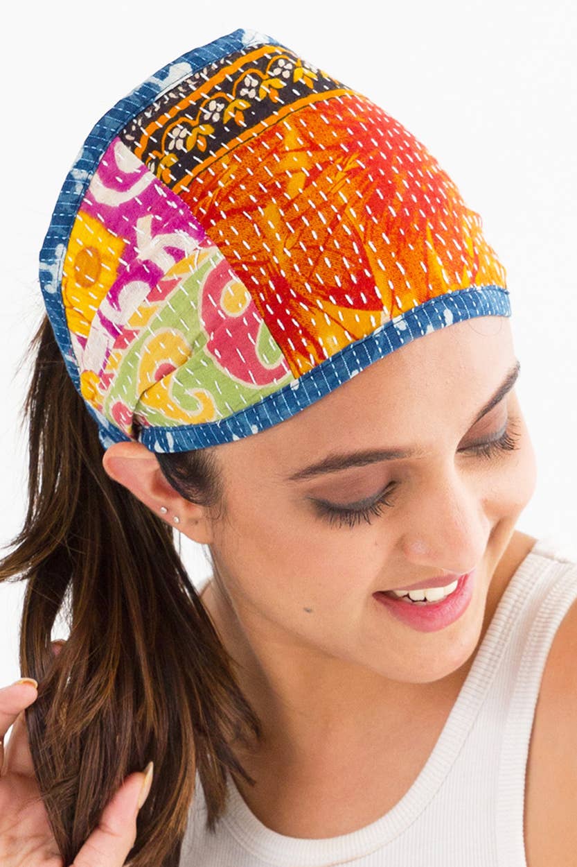 Reversible Kantha Headbands, Set of 2