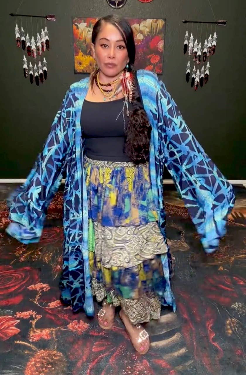 Dream Weaver Silk Ruffle Sleeve Kimono 1000-03