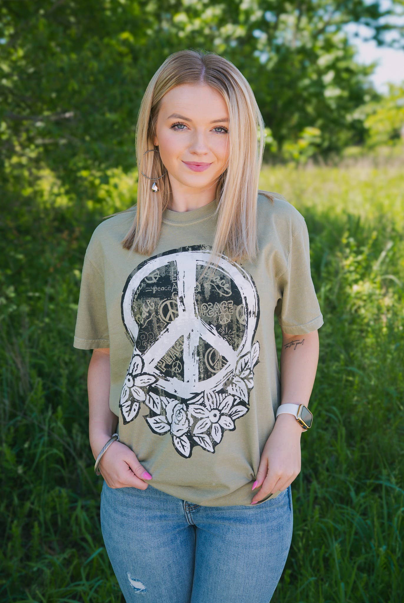 Where Peace Grows-Khaki Tee: XL