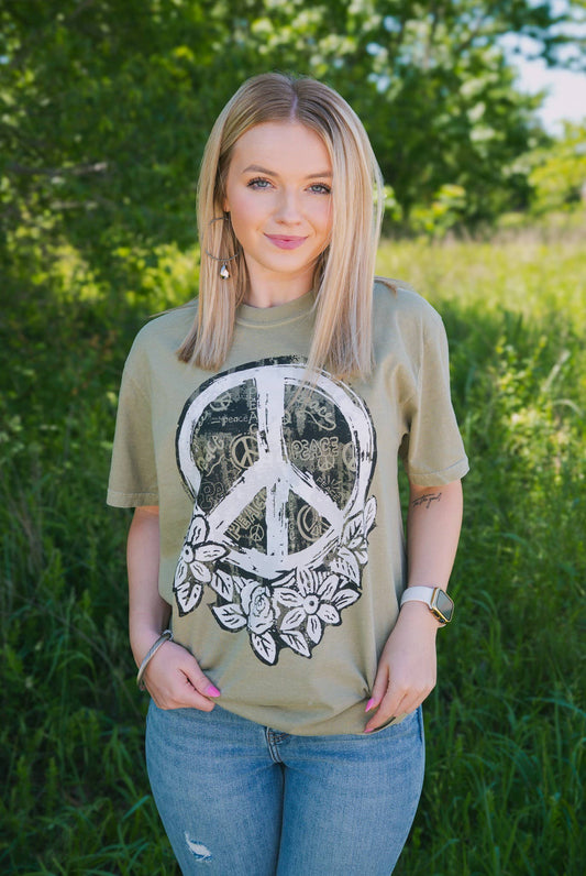 Where Peace Grows-Khaki Tee: XL