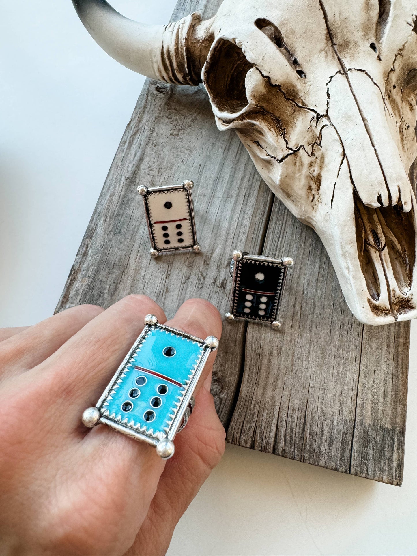 Western Ajustable Domino Ring : TURQUOISE