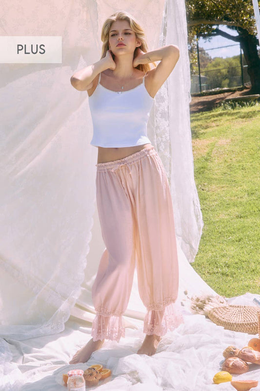 Plus Relaxed Bloomer Pants: LT Pink / Plus Size / 3XL