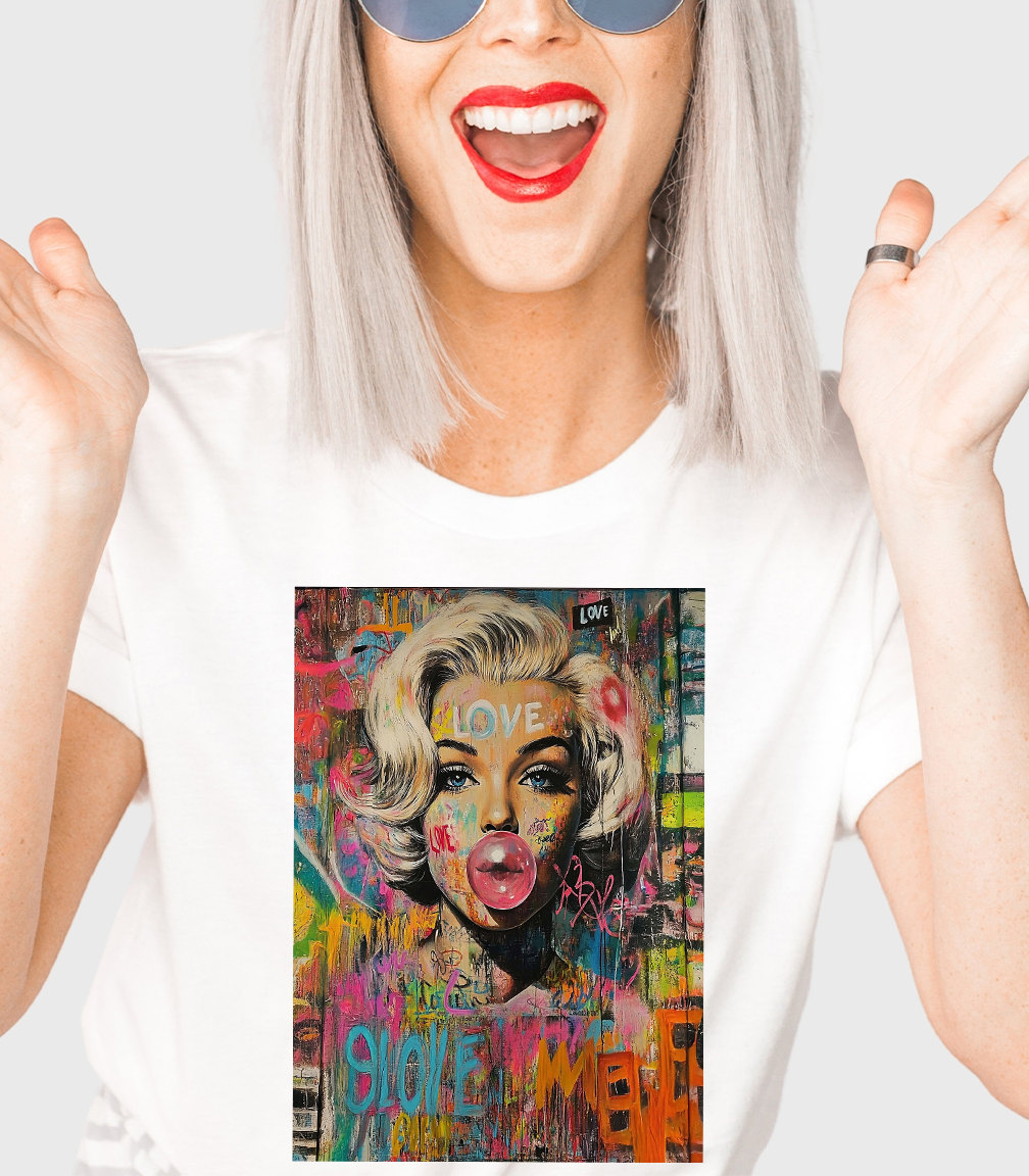 Marilyn Graffiti: Yes / White T-Shirt / Large