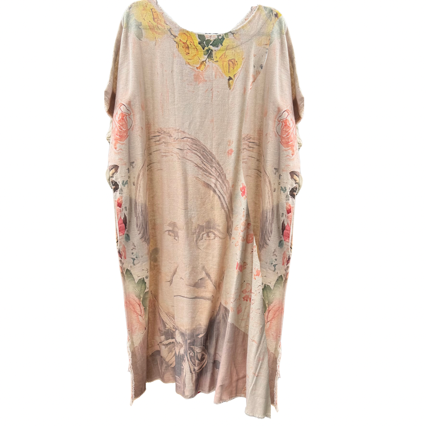 Kaftan Tunic Dress with Floral and Chief Joseph Print One Size Fits Small to XXL