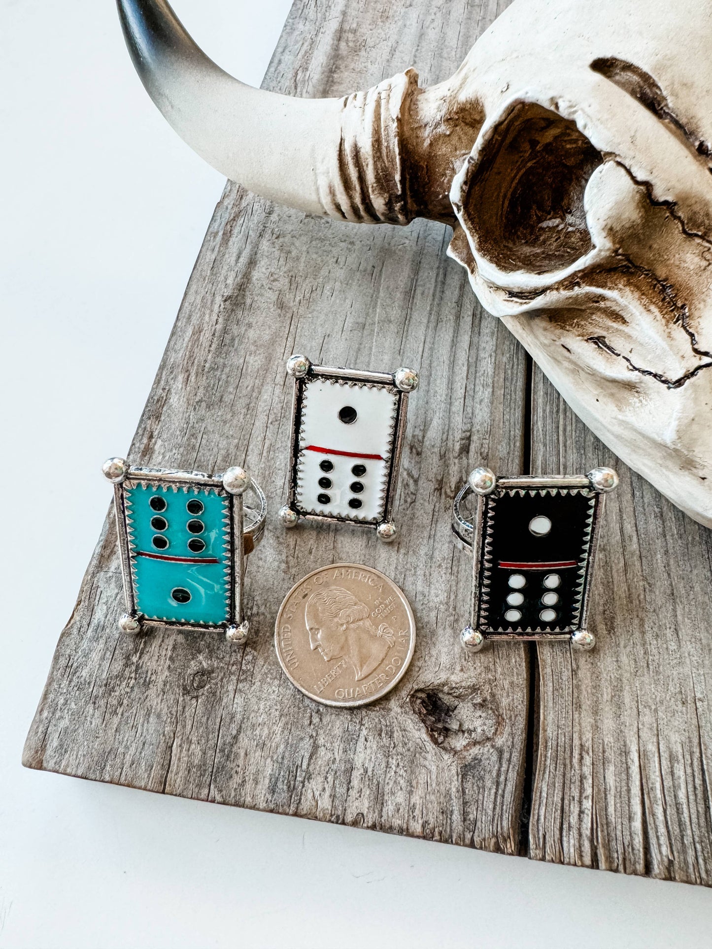 Western Ajustable Domino Ring : TURQUOISE