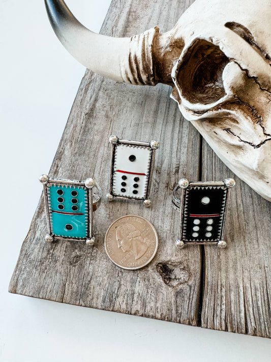 Western Ajustable Domino Ring : TURQUOISE