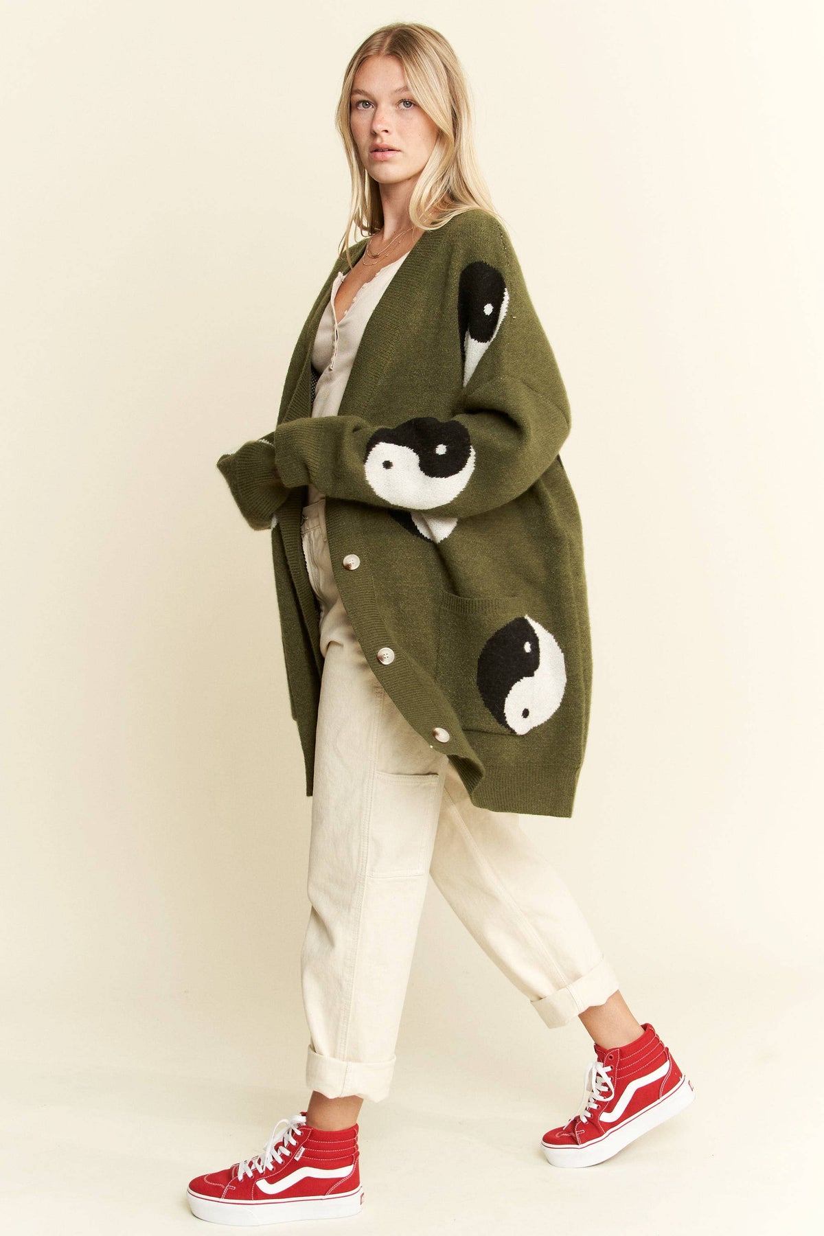 OVER SIZED YIN YANG CARDIGAN: OLIVE (Copy)