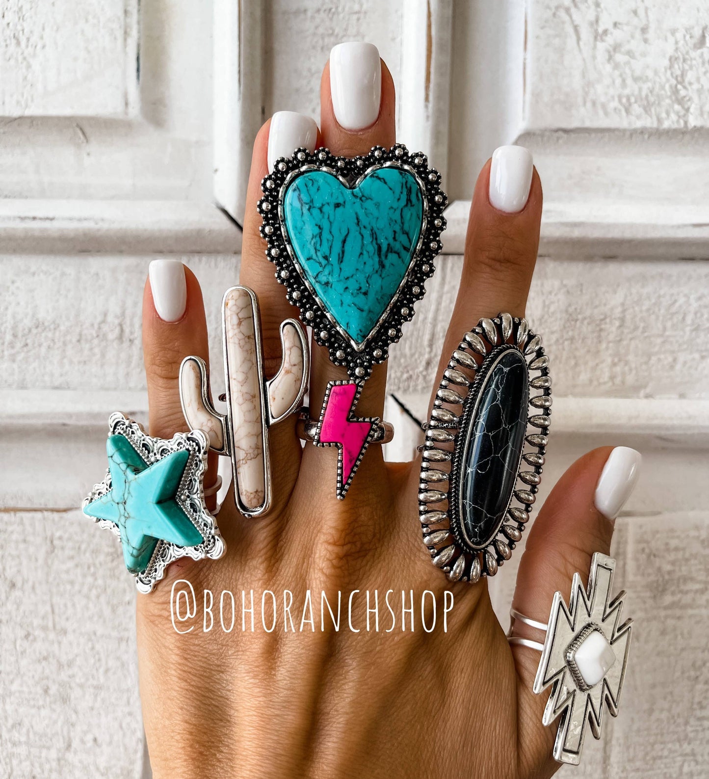 Western Oversized Oval Stone Ring: Turquoise