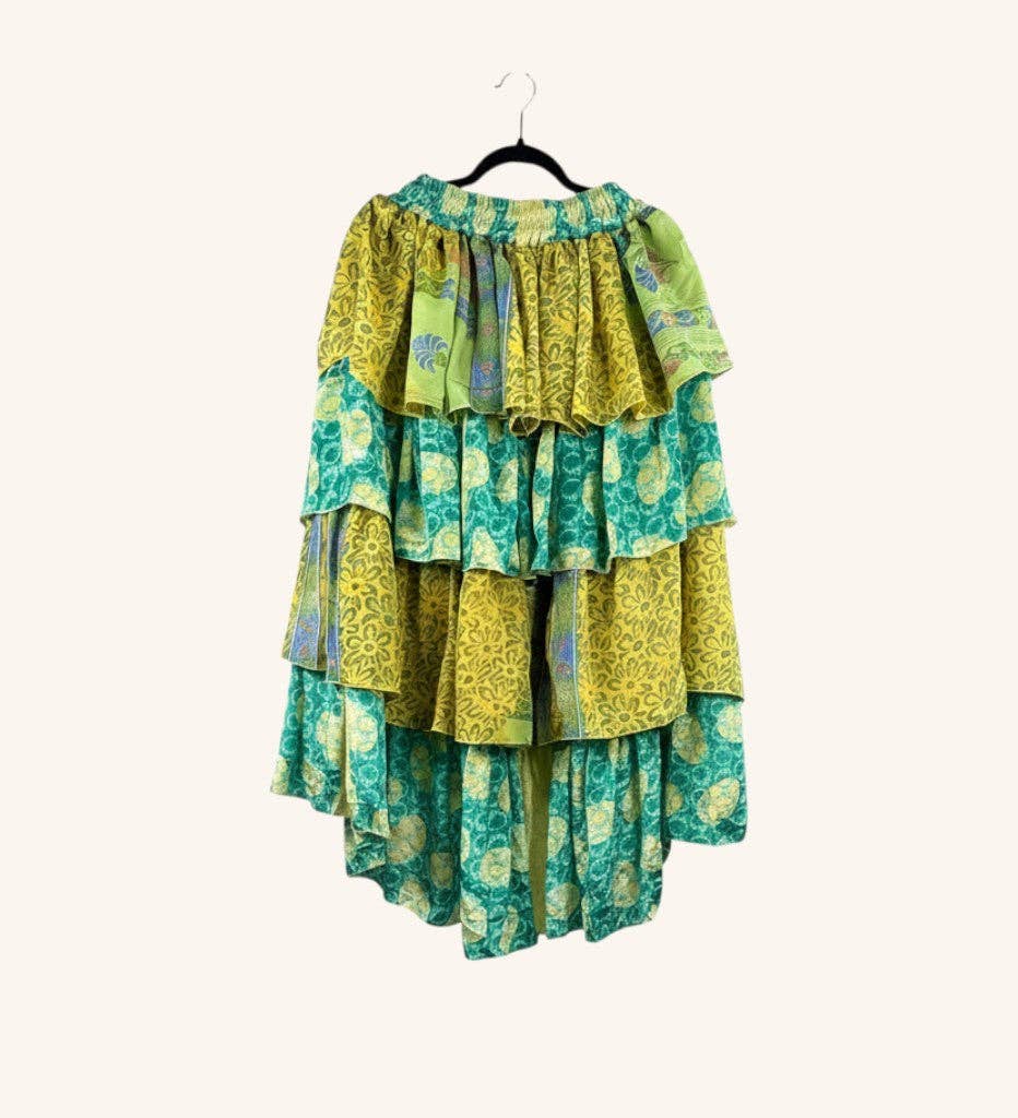 Ruffle Muse Hi-Lo Silk Skirt 1000-13