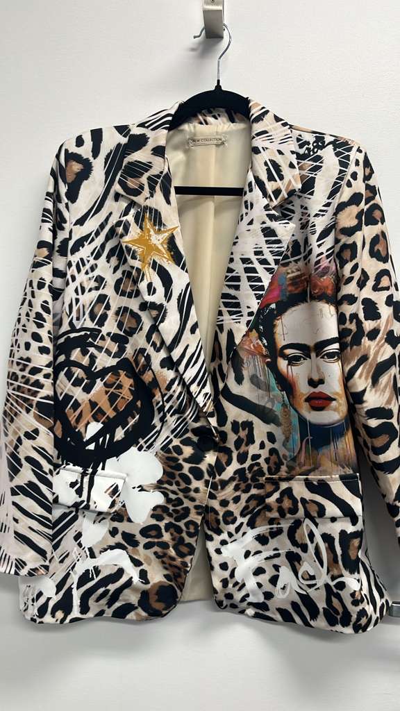 LUFR5 One Size Italian Leopard  "FRIDA" Print Blazer LOOWIE