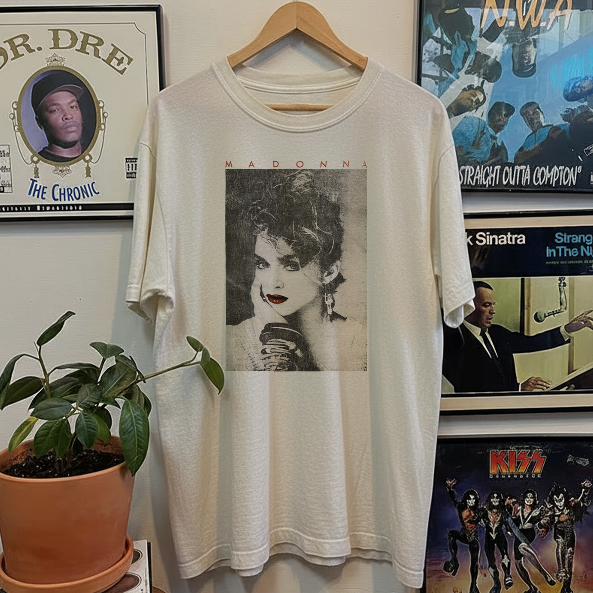 Rare Madonna Portrait Washed White Tee: White / L