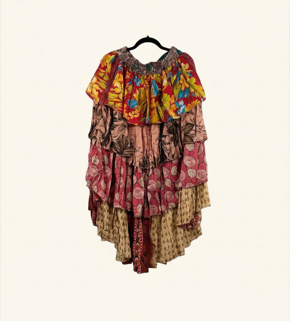 Ruffle Muse Hi-Lo Silk Skirt 1000-05