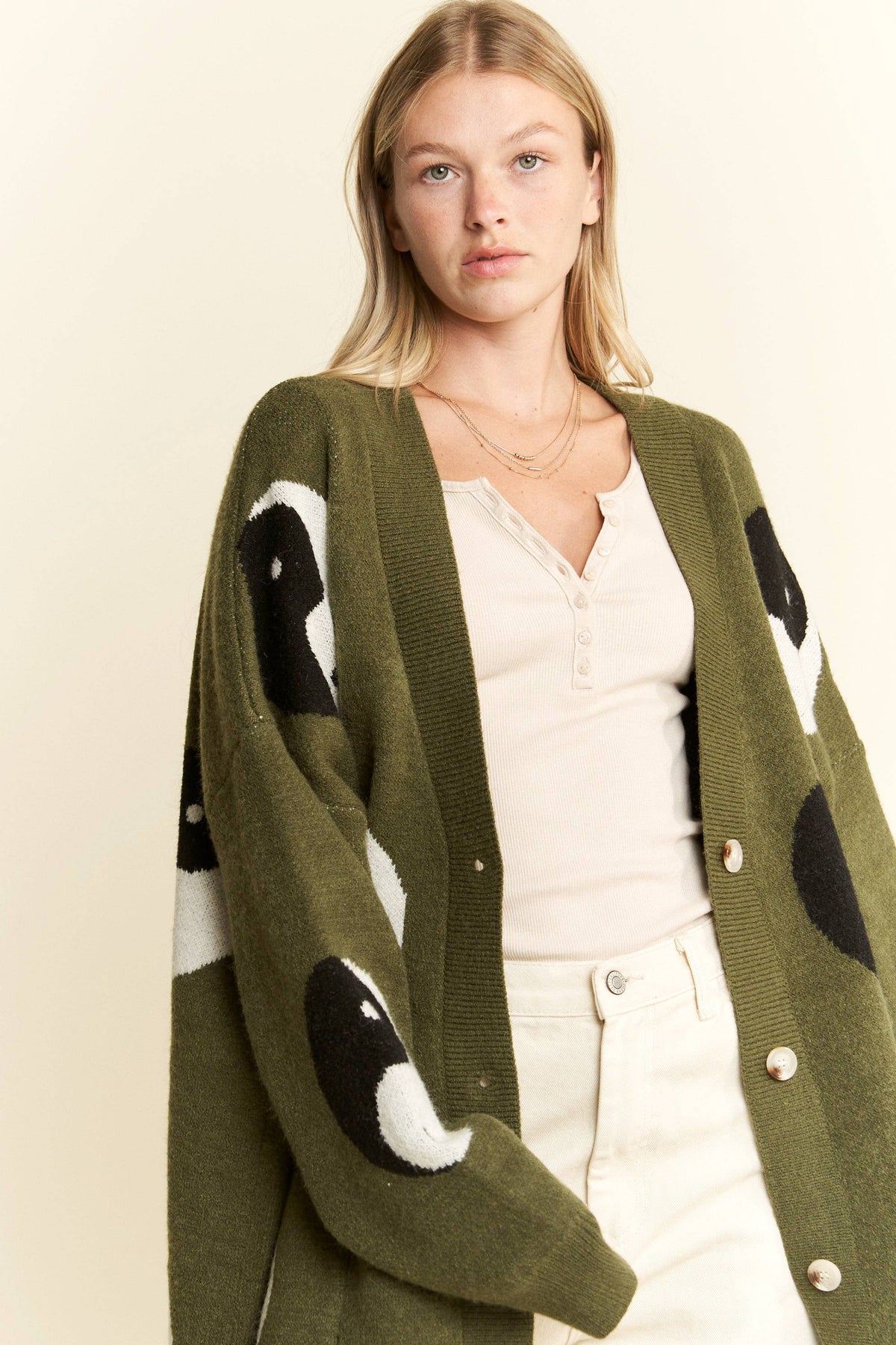 OVER SIZED YIN YANG CARDIGAN: OLIVE (Copy)