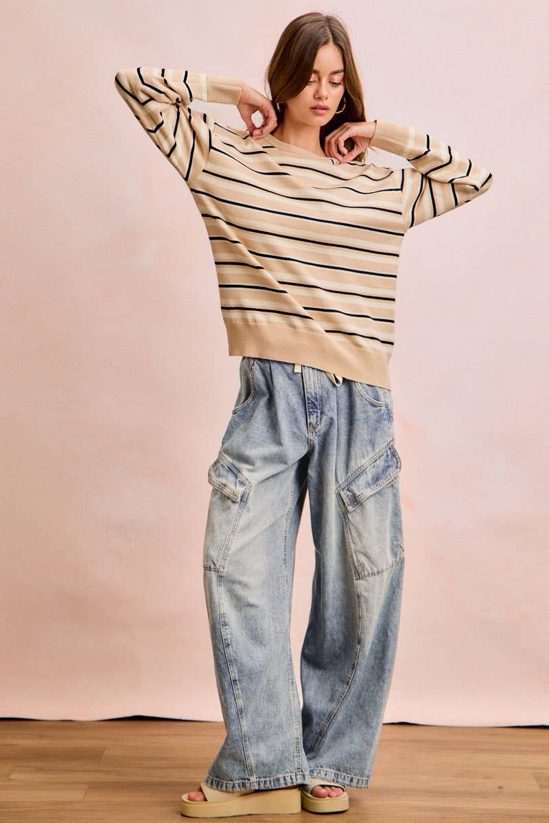 BAGGY BARREL DENIM PANTS WITH CARGO POCKETS: DENIM