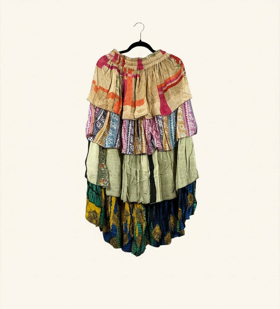 Ruffle Muse Hi-Lo Silk Skirt 1000-15