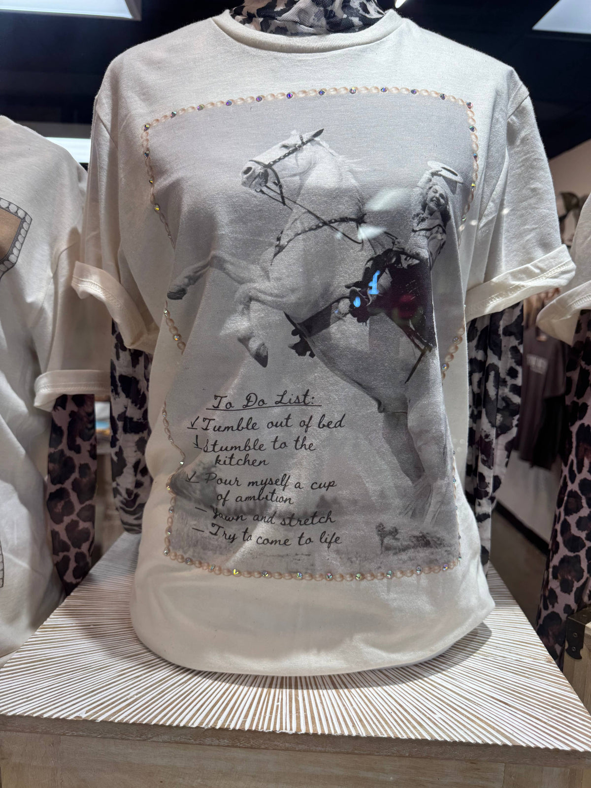 Dolly's To Do List Cream Graphic Tee: With Crystals / Direct to Garment / Large