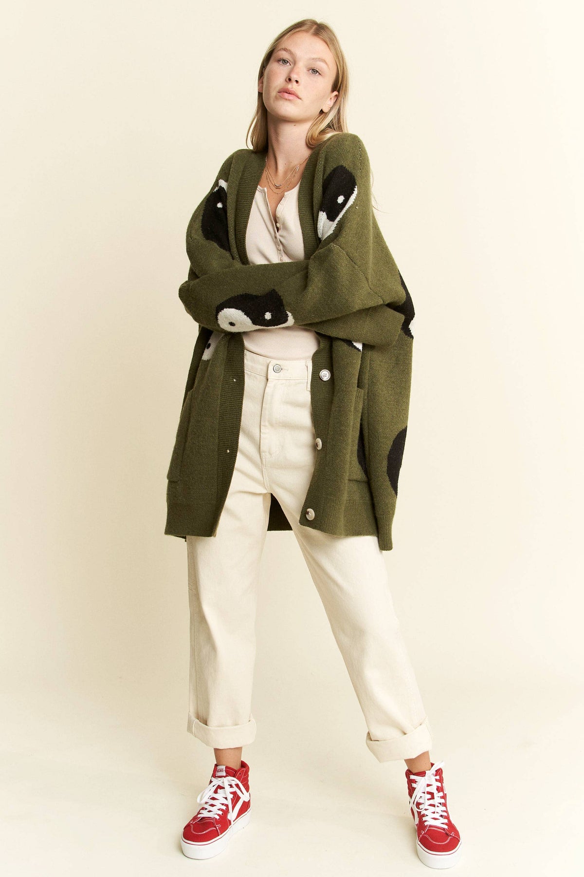 OVER SIZED YIN YANG CARDIGAN: OLIVE (Copy)