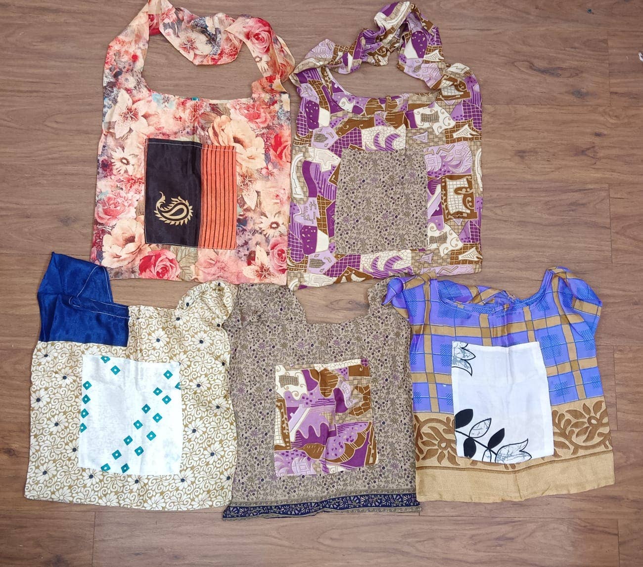 Reusable Floral Printed Jhola shoulder hobo bag with pocket