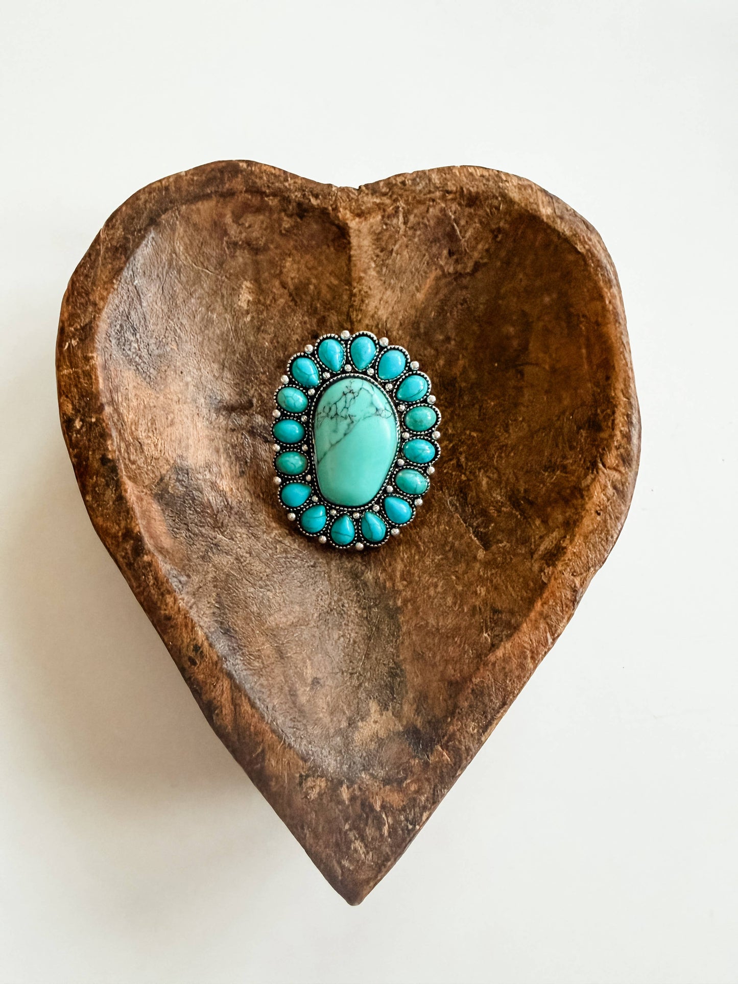 Western Large Concho Stretch Ring: TURQUOISE